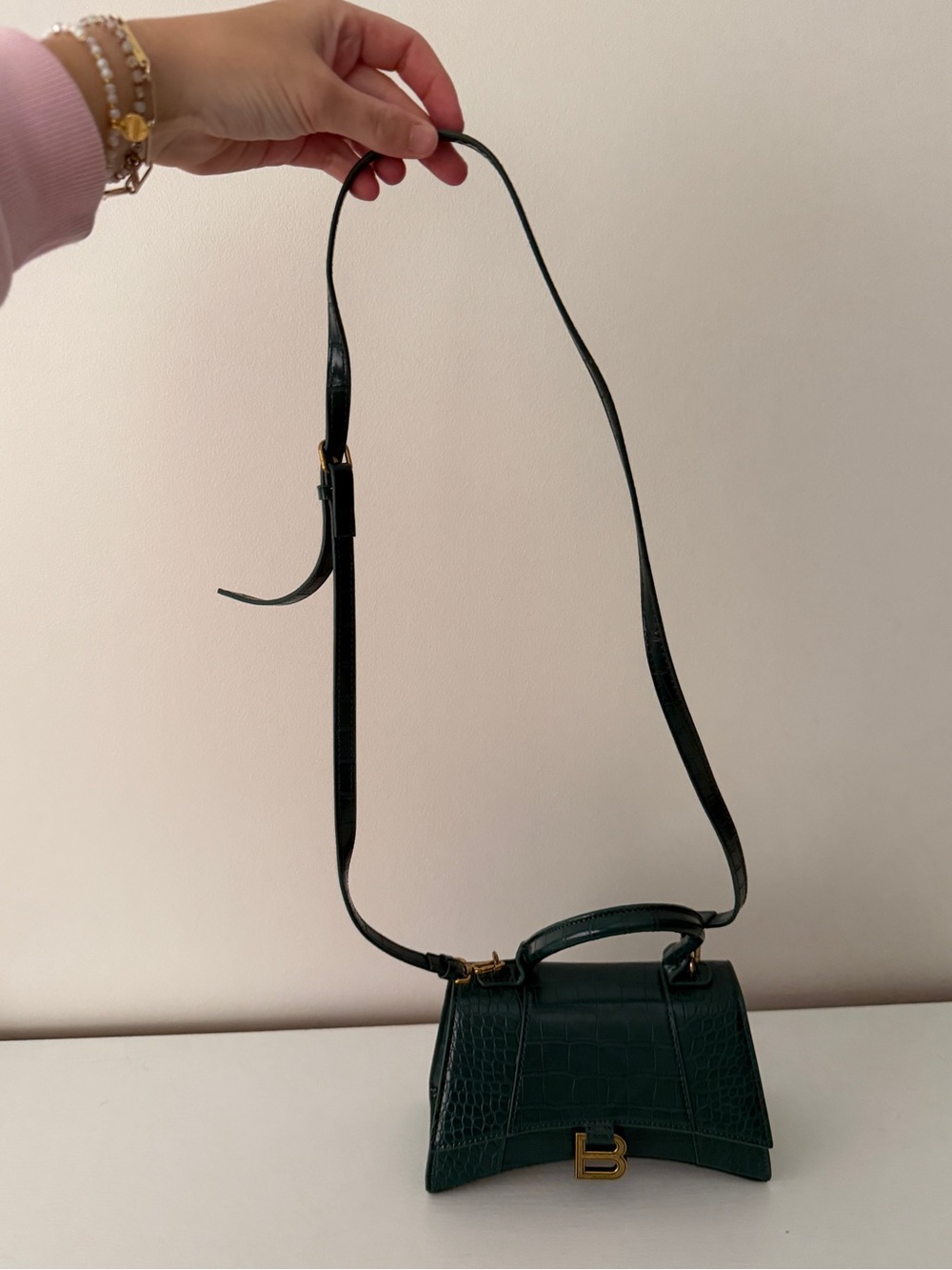 Balenciaga Forest Green Croc-Embossed Top Handle Mini Bag - Picture 5 of 5